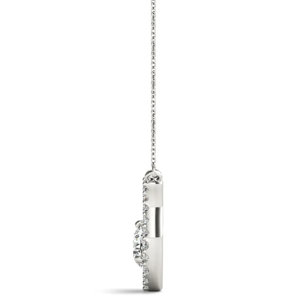 Round Brilliant Halo Prong-Set Pendant Silver