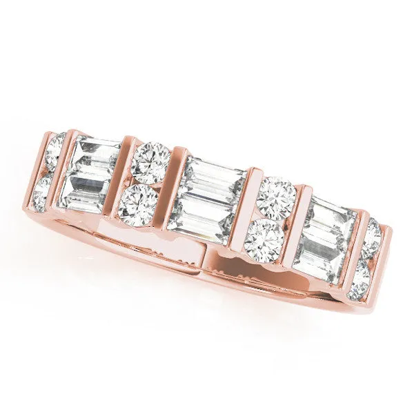 Channel Set Baguette and Round Diamond Eternity Band Rose gold
