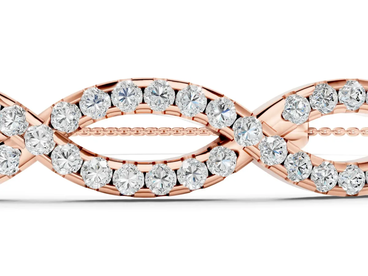 Pavé Marquise Infinity Chain Bracelet with Bezel Prong Setting Rose gold