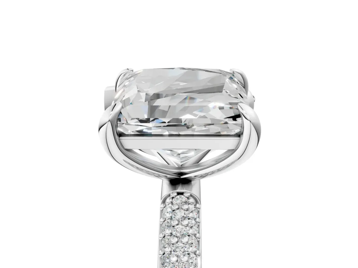 Pear and Princess Toi Moi Ring with Prong Setting and Pave Band Silver