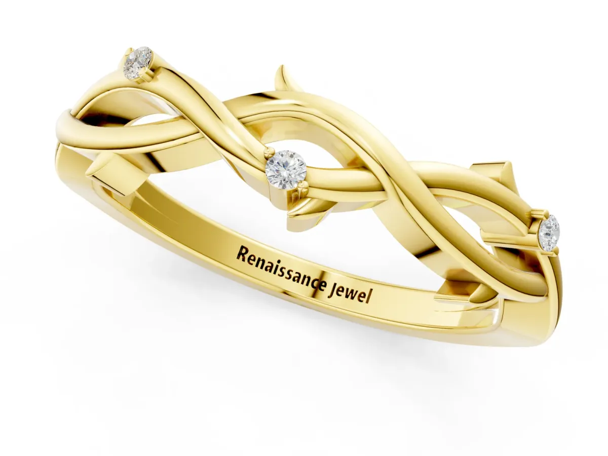 Prong Set Round Diamond Twist Band Yellow gold