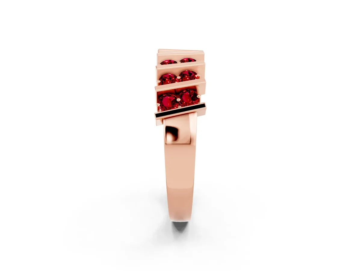Channel Set Round Ruby Anniversary Band with Vertical Prongs Rose gold