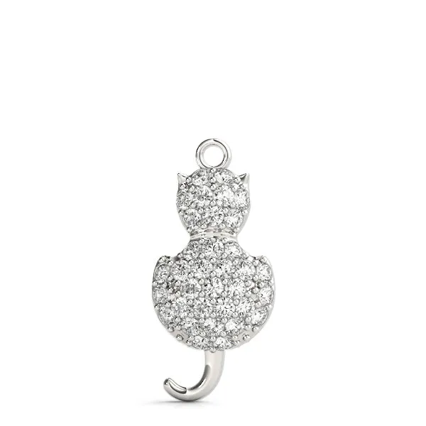 Pavé Round Prong Set Cat Pendant Silver