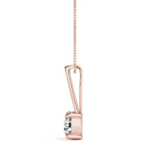 Round Solitaire Diamond V-Bale Pendant Rose gold