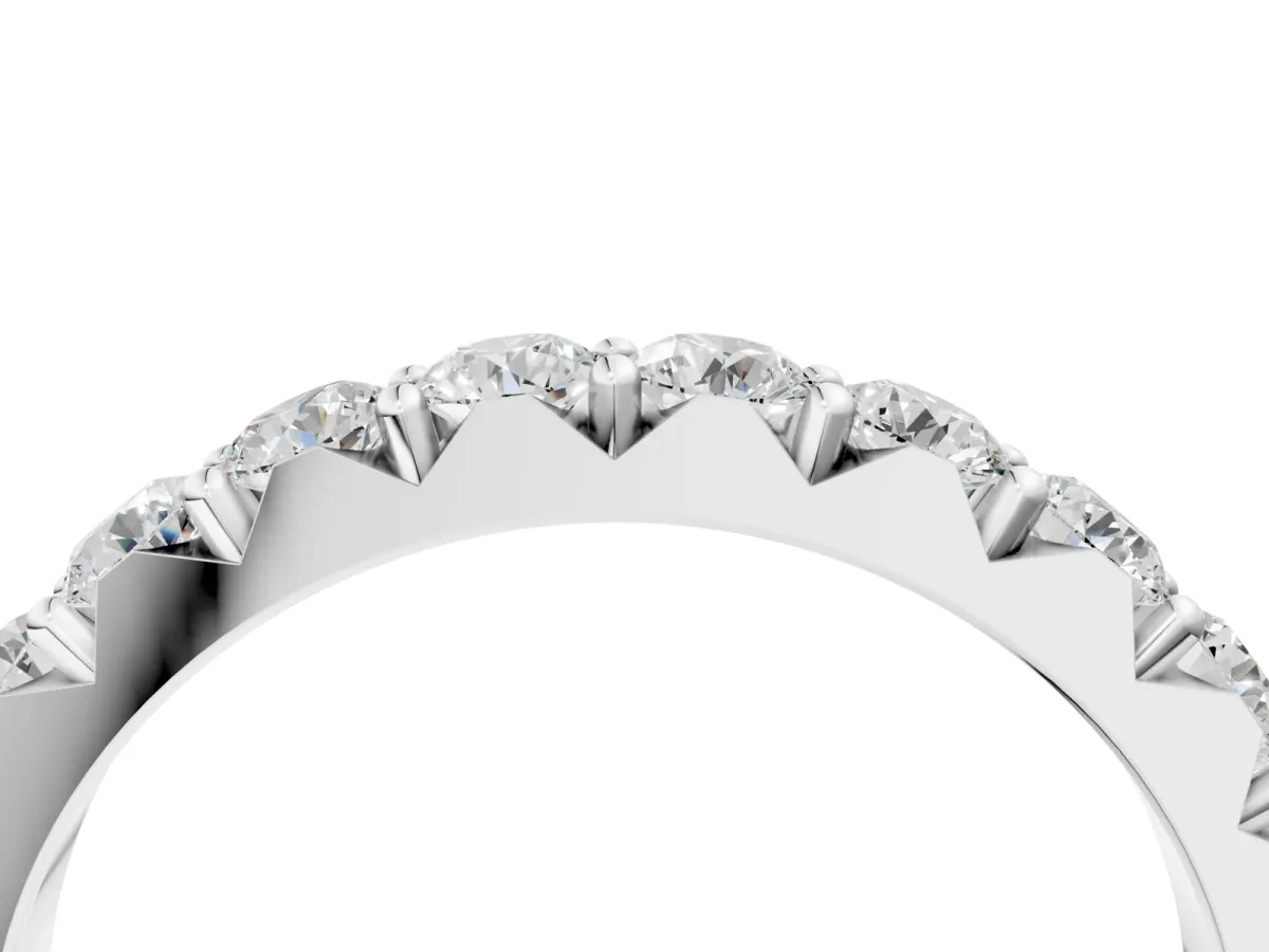 Round Diamond Half Eternity Band with Classic Prong Setting White gold