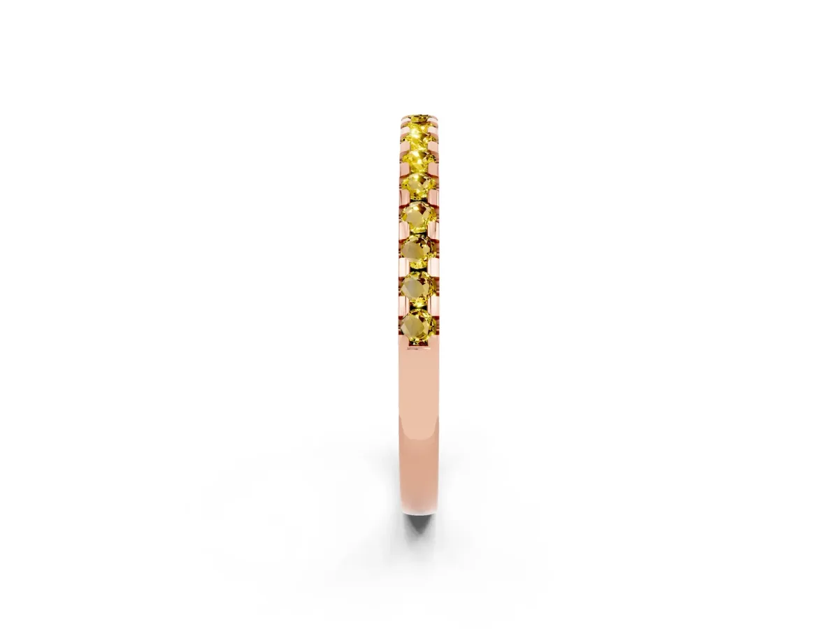 Round Yellow Sapphire Pavé Set Eternity Band with Micro Prong Setting Rose gold