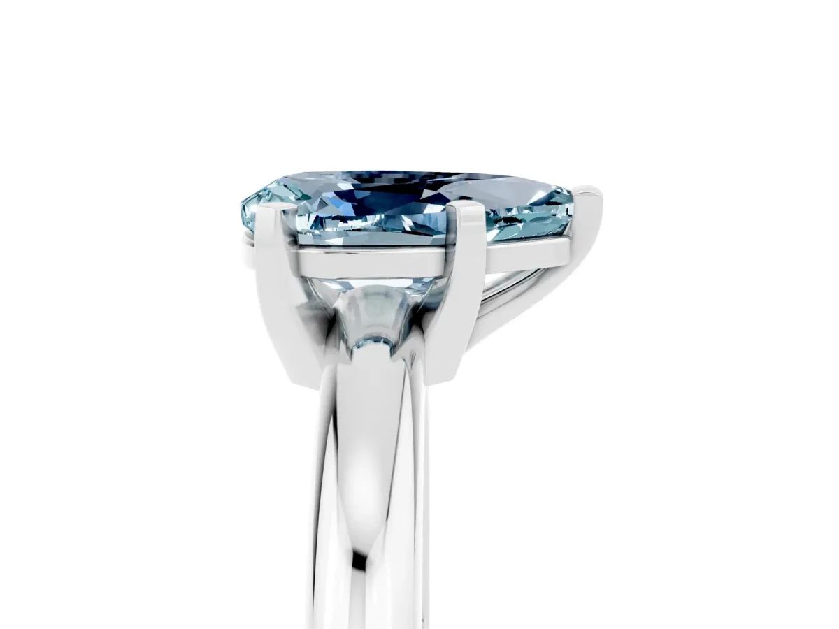 Round Aquamarine Leaf Eternity Band with Bezel Setting Platinum