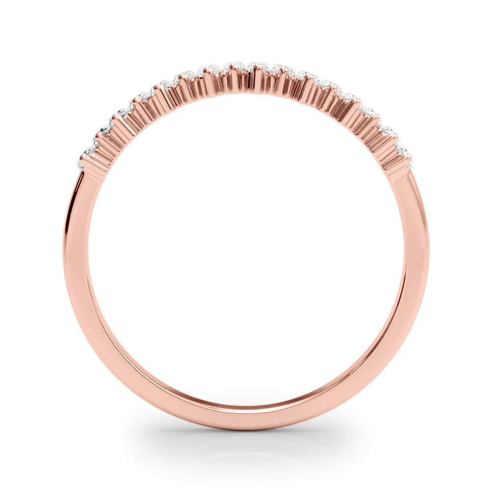 Baguette Diamond Bar Set White Gold Band with Shared Prong Setting Rose gold