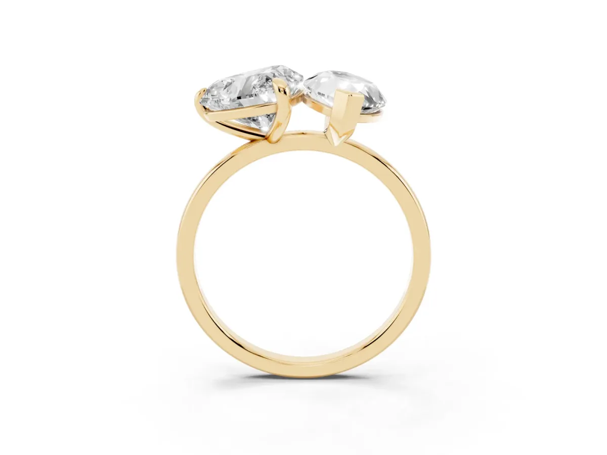 Heart and Marquise Toi Moi Ring with Prong Setting and Micro Pave Band Yellow gold