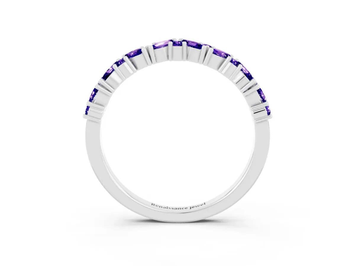 Marquise and Round Tanzanite Vine Eternity Band with Prong Setting Silver