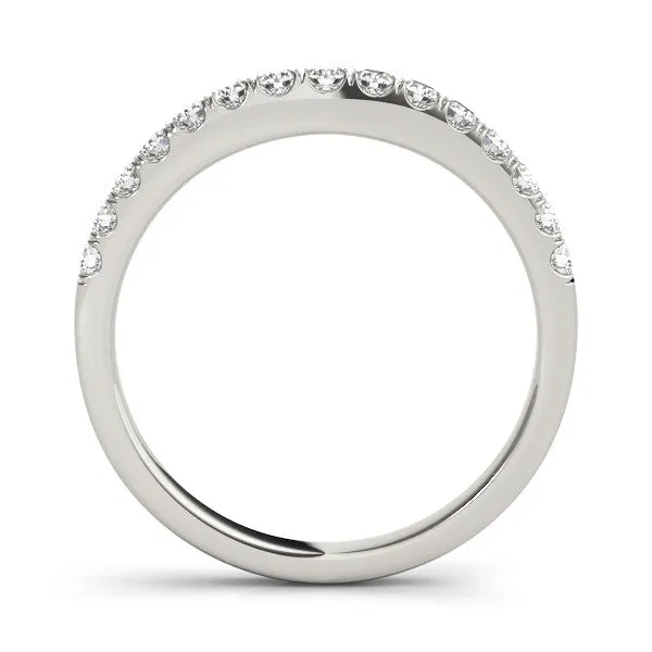Round Diamond Half Eternity Band with Pavé Setting White gold
