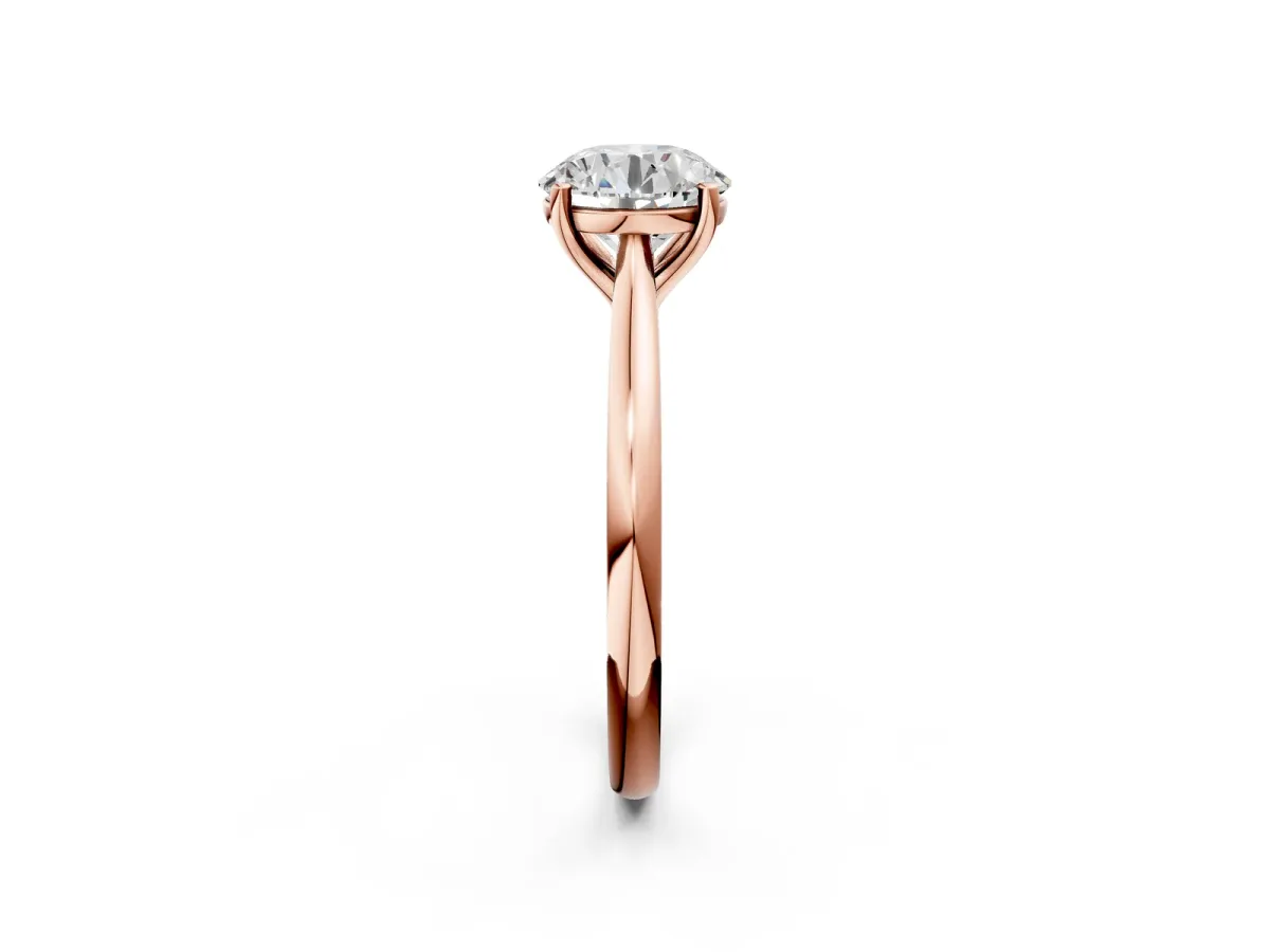Round Cut Cut Solitaire Ring with Cathedral Band and Four-Prong Setting Rose gold