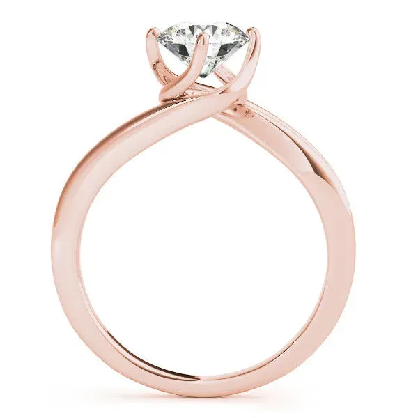 Round Cut Solitaire Twist Band Engagement Ring with Four-Prong Setting Rose gold