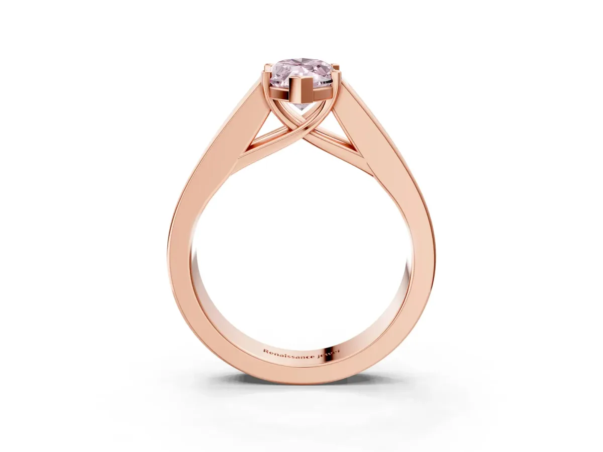Fancy Pink Marquise Cut Cut Channel Set Solitaire Ring with Four-Prong Setting Rose gold
