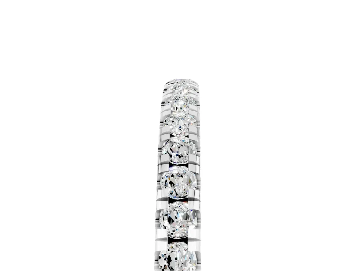 Pavé Round Moissanite Half Eternity Band with Shared Prong Setting Platinum