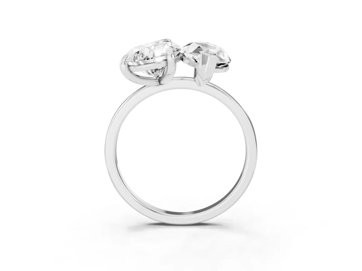 Pear and Marquise Toi Moi Ring with Prong Setting and Plain Band Silver