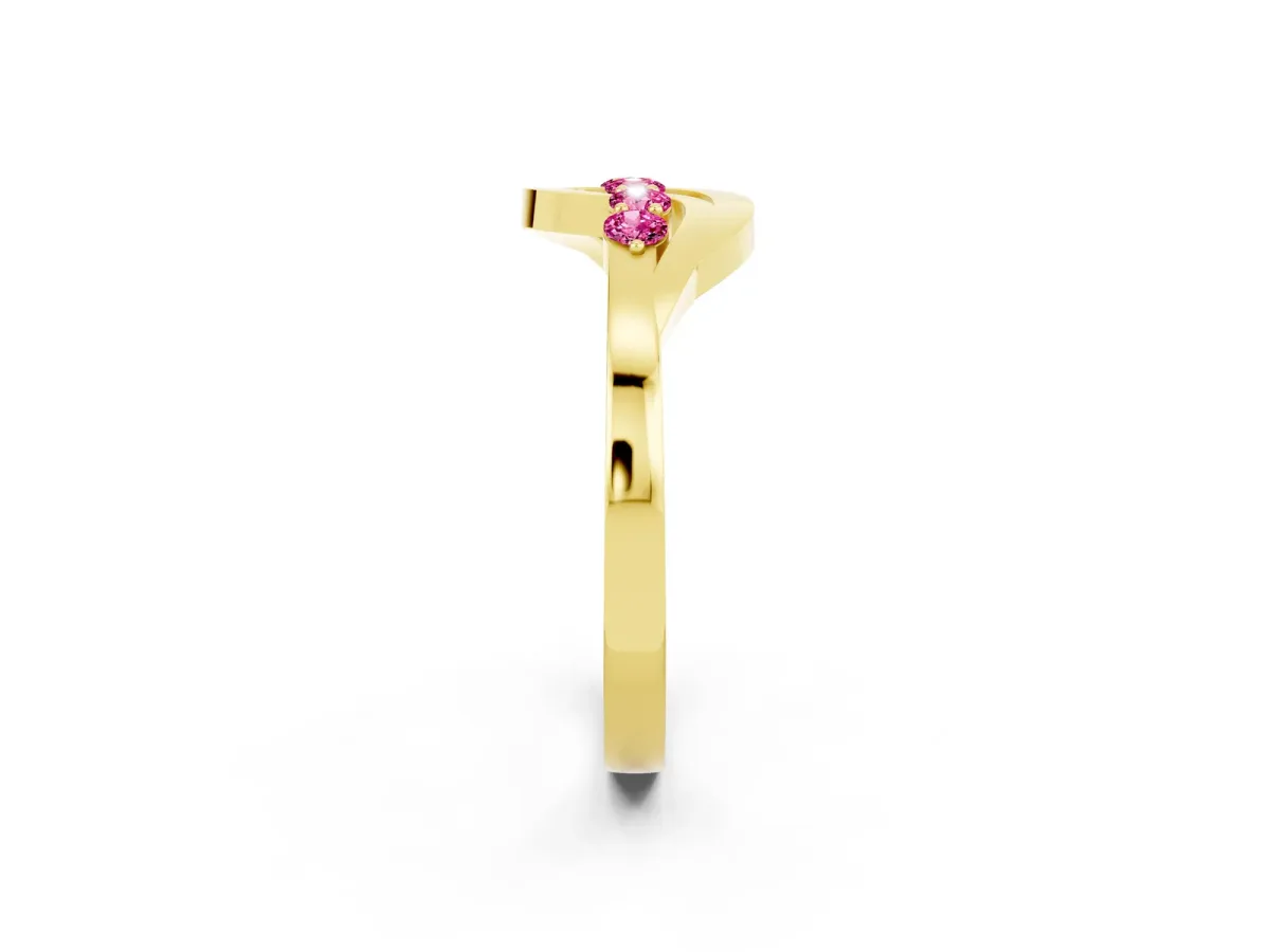 Five-Stone Round Pink Sapphire Crossover Band with Prong Setting Yellow gold