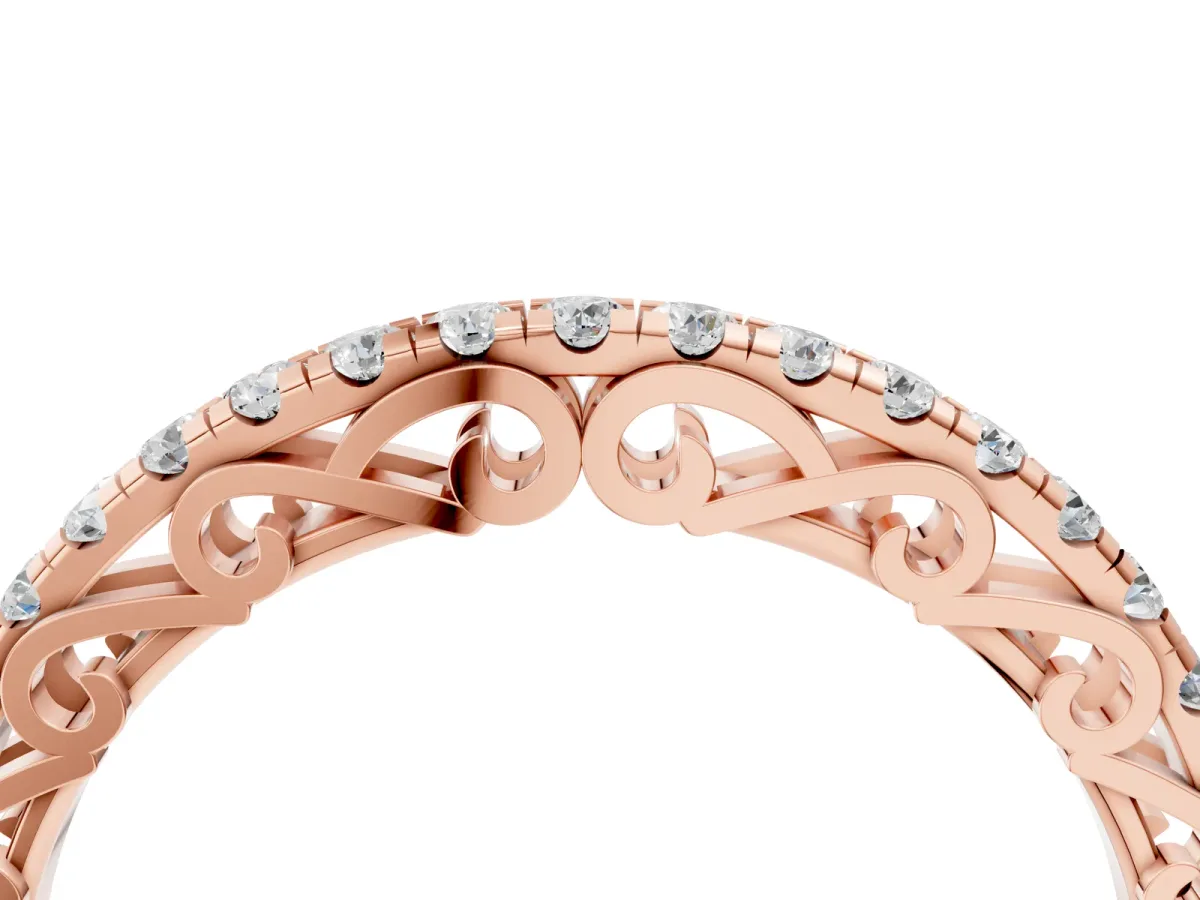 Round Cut Diamond Prong Set Eternity Band Rose gold