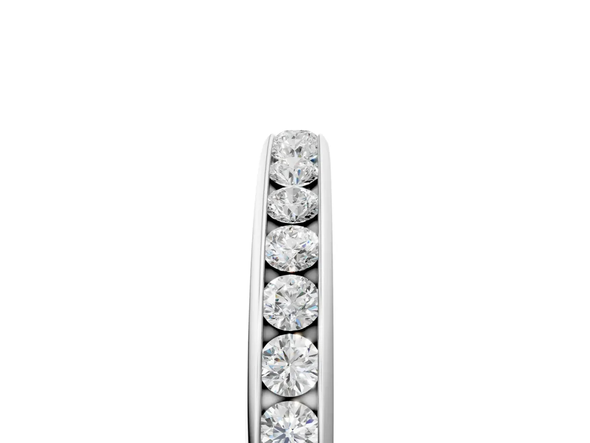 Round Diamond Channel Set Comfort Fit Band Platinum