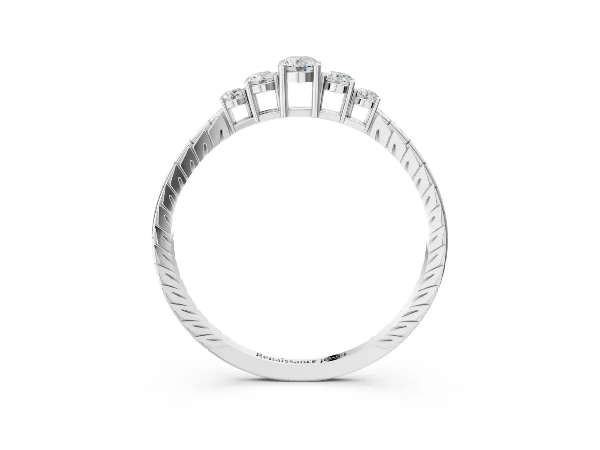 Five-Stone Round Cut Diamond Prong Set Eternity Band Silver