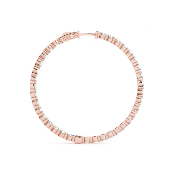 Round Diamond Prong Set Hoop Earrings Rose gold