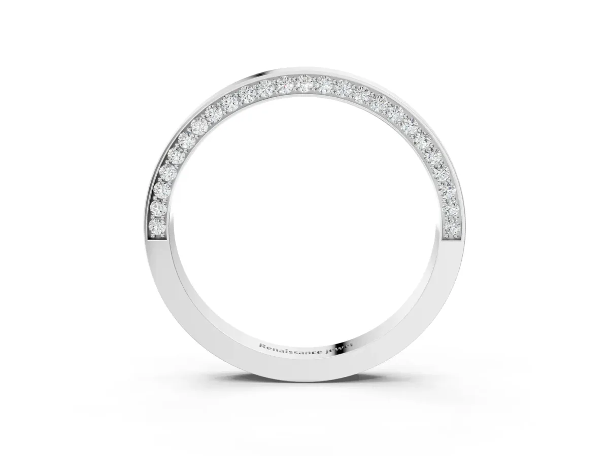Pavé Round Diamond Channel Set Band White gold