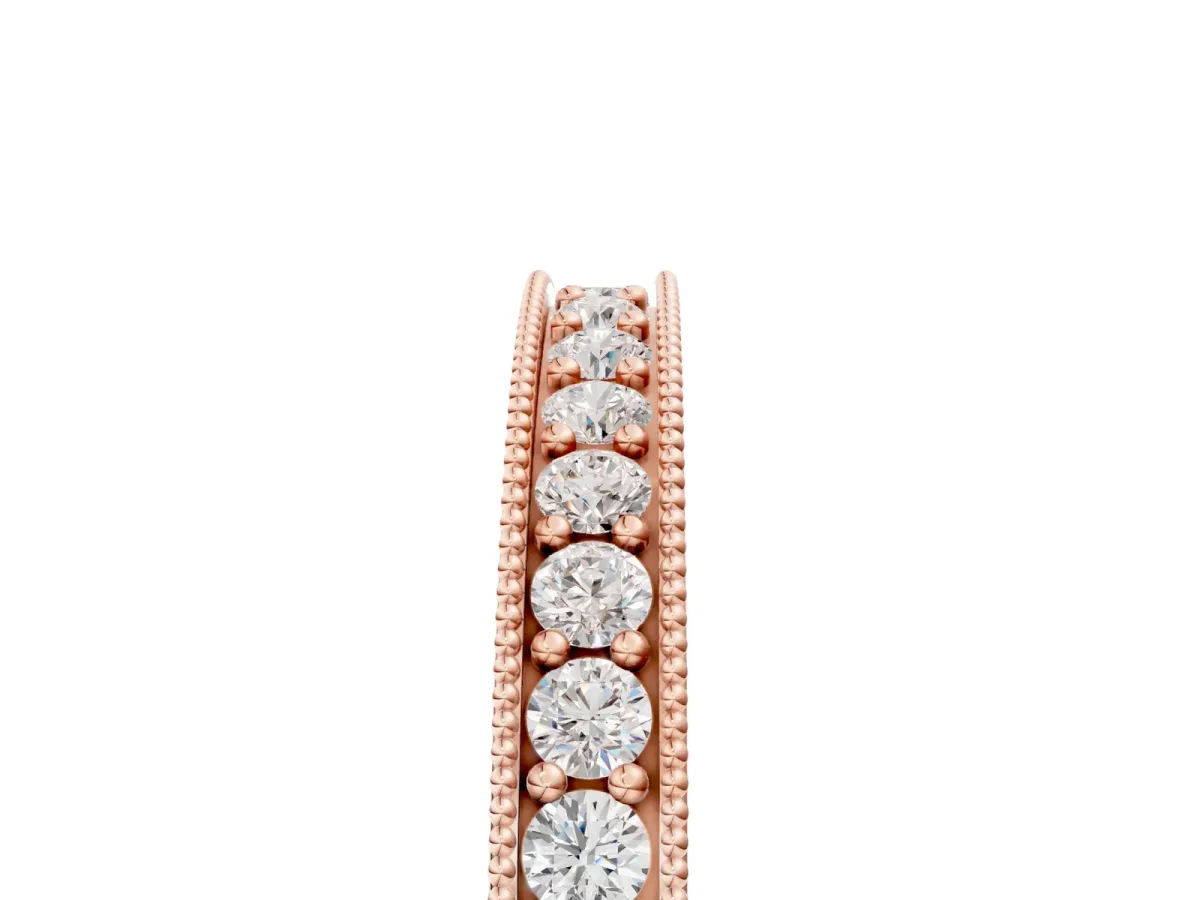 Round Diamond Milgrain Pavé Eternity Band Rose gold