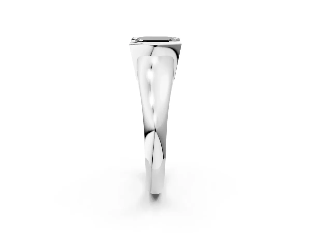 Fancy Black Asscher Cut Solitaire Tension Set Diamond Ring with Split Shank Band Platinum