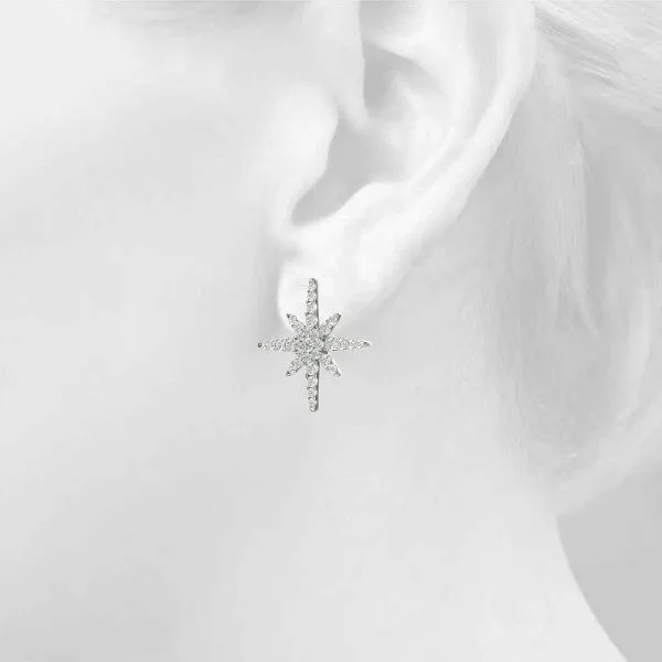 Pavé Diamond Starburst Stud Earrings White gold