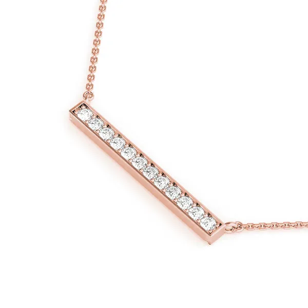Pavé Round Diamond Bar Pendant Rose gold