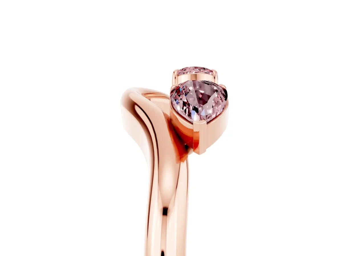 Pear Cut Morganite Two-Stone Open Band Ring with Prong Setting Rose gold