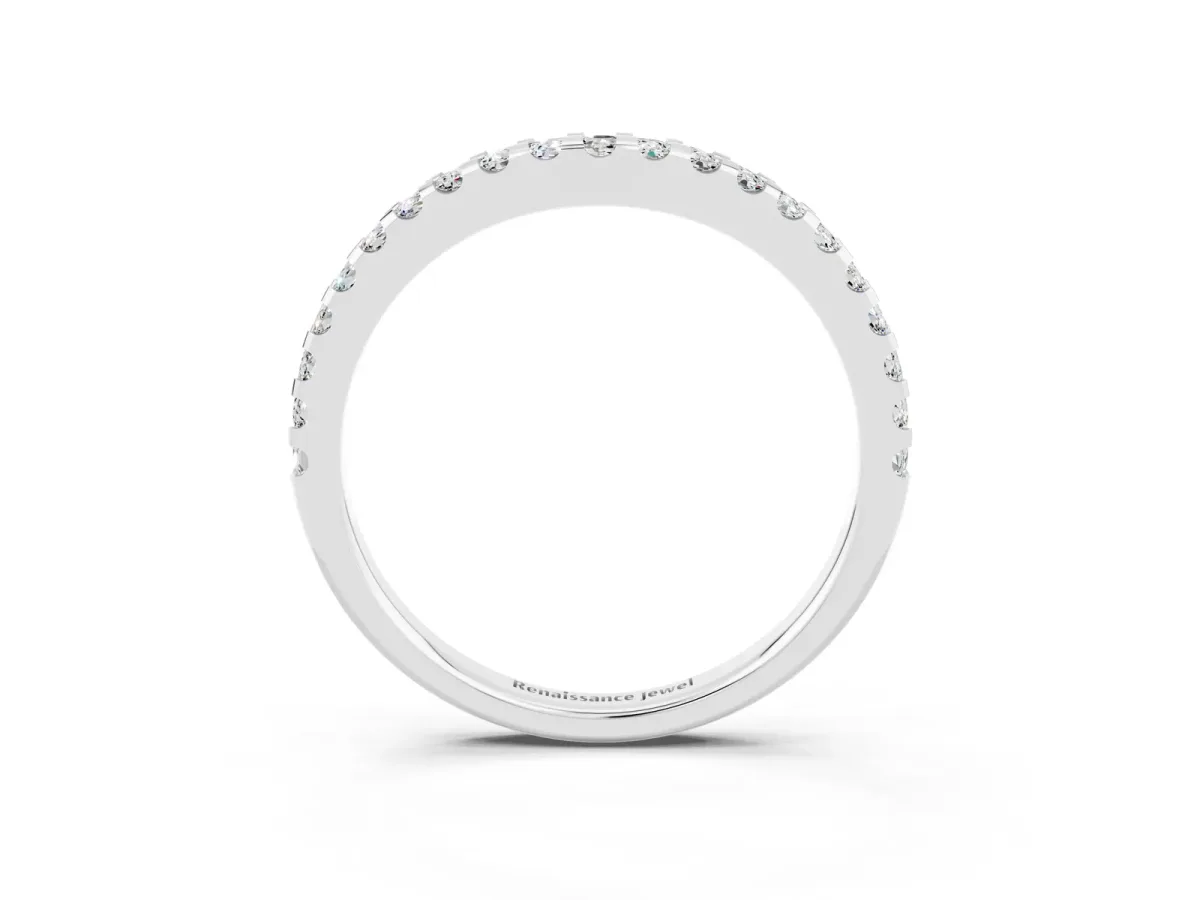 Round Moissanite Pavé Curved Wedding Band Platinum