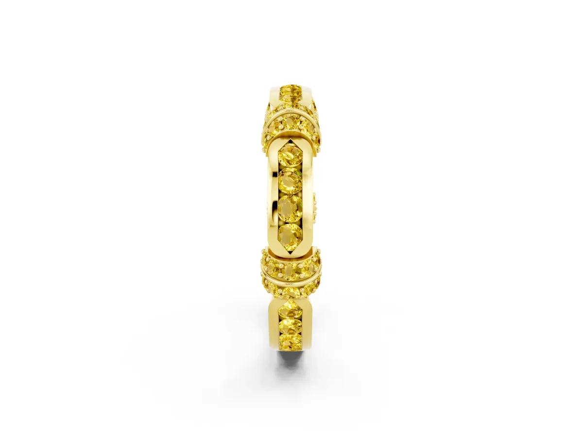 Pavé Round Yellow Sapphire Link Band with Bezel Setting Yellow gold