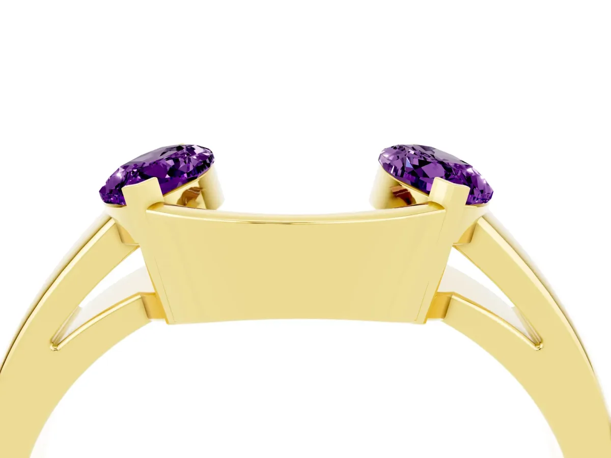 Marquise Amethyst Open Band Ring with Tension Setting Yellow gold