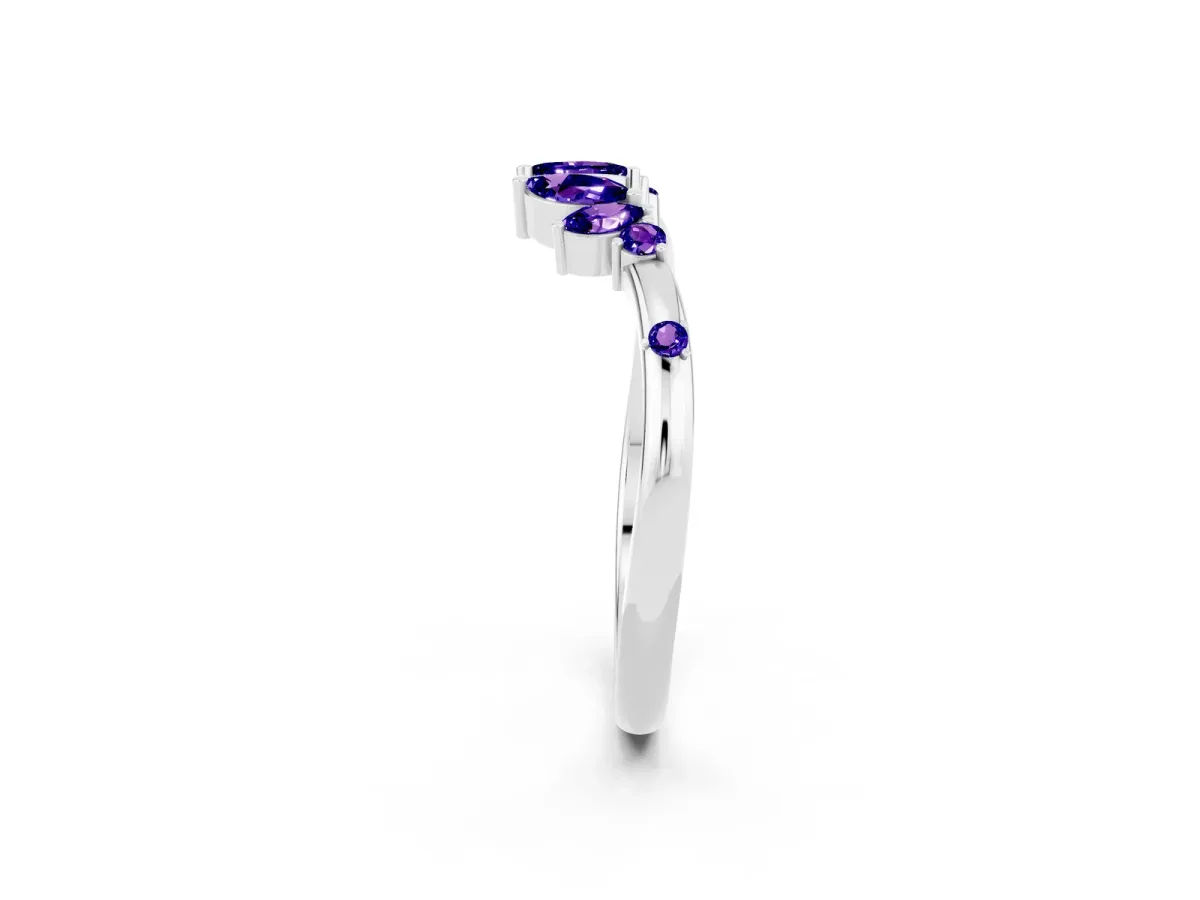 Open Marquise Cluster Tanzanite Band with Prong Setting White gold