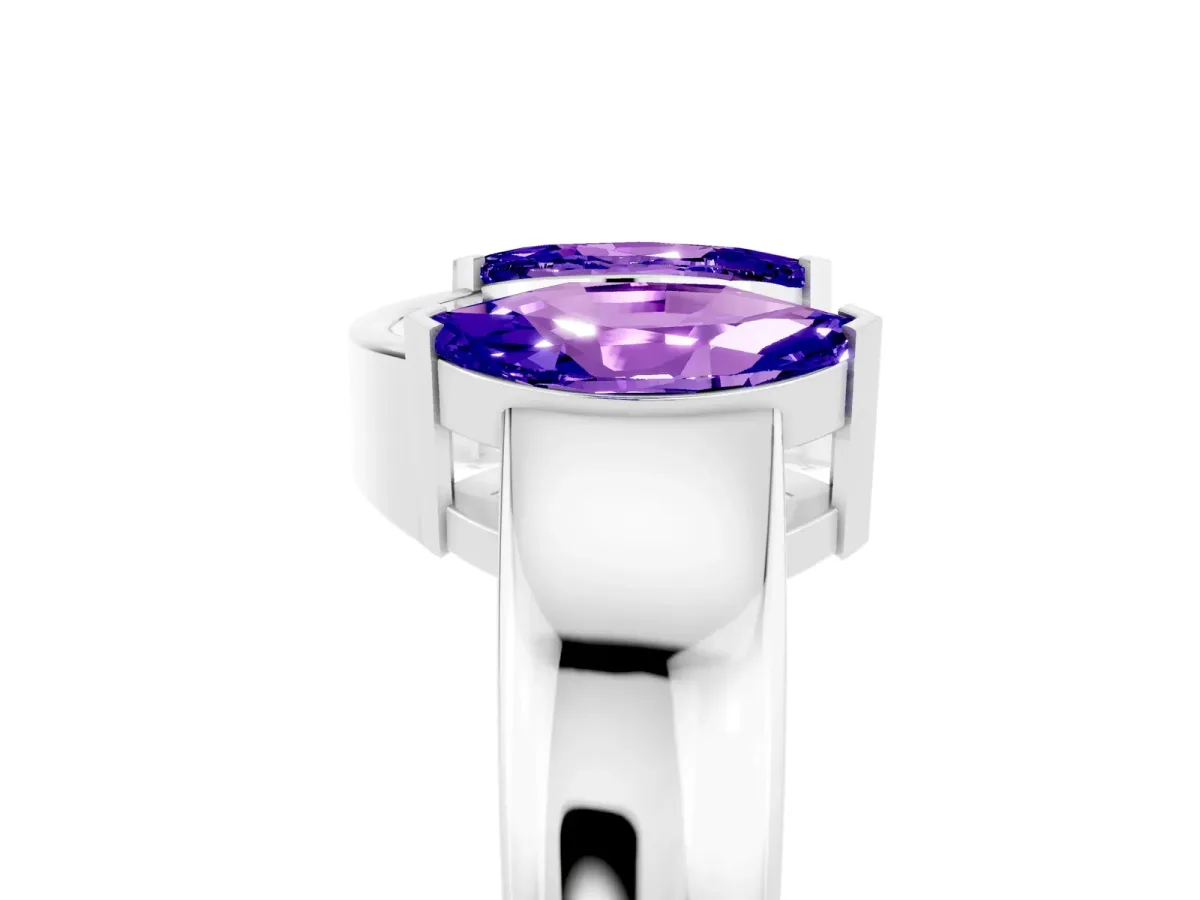 Marquise Tanzanite Open Band Ring with Tension Setting Silver