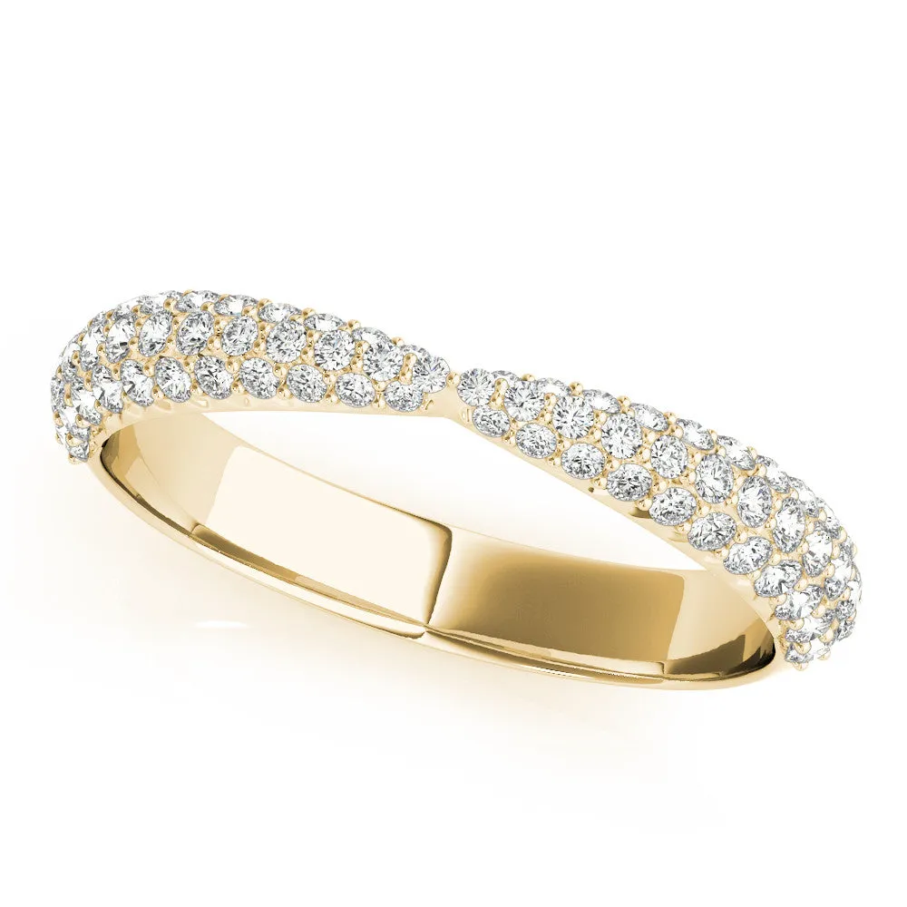 Pavé Round Diamond Twist Band with Micro Prong Setting Yellow gold