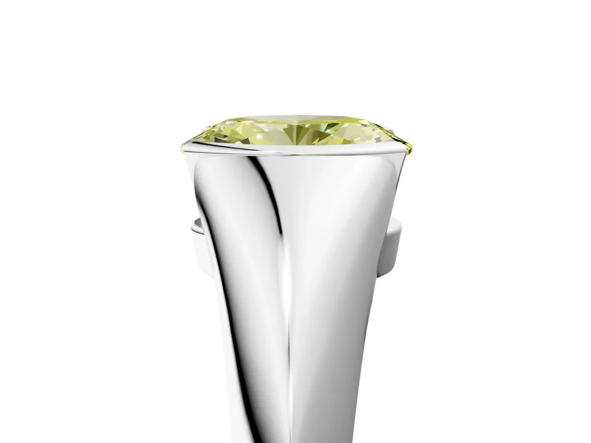 Fancy Yellow Oval Cut Solitaire Tension Set Diamond Ring Platinum