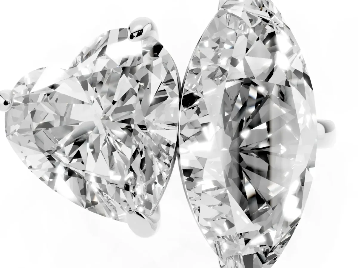 Heart and Marquise Toi Moi Ring with Prong Setting and Micro Pave Band Platinum