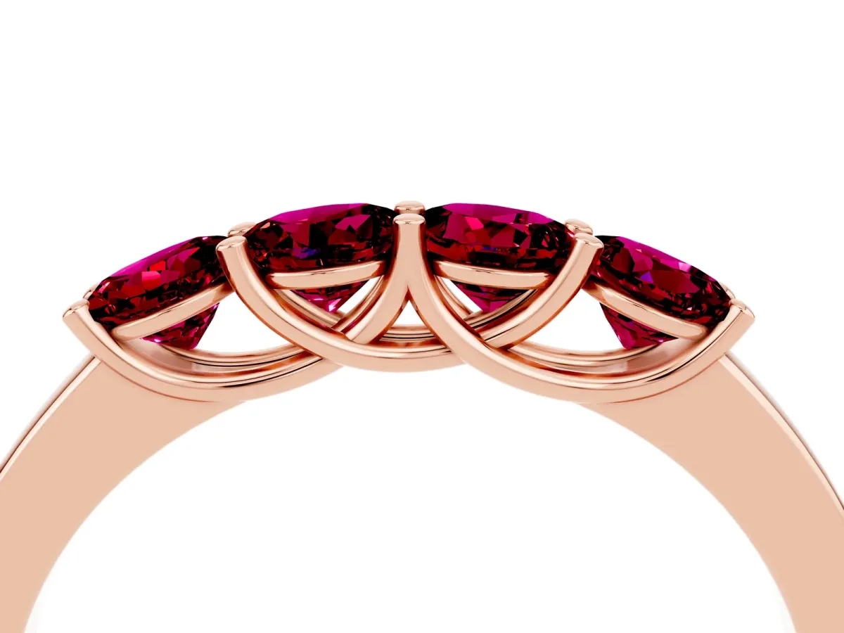 Four-Stone Round Garnet Prong-Set Band Rose gold