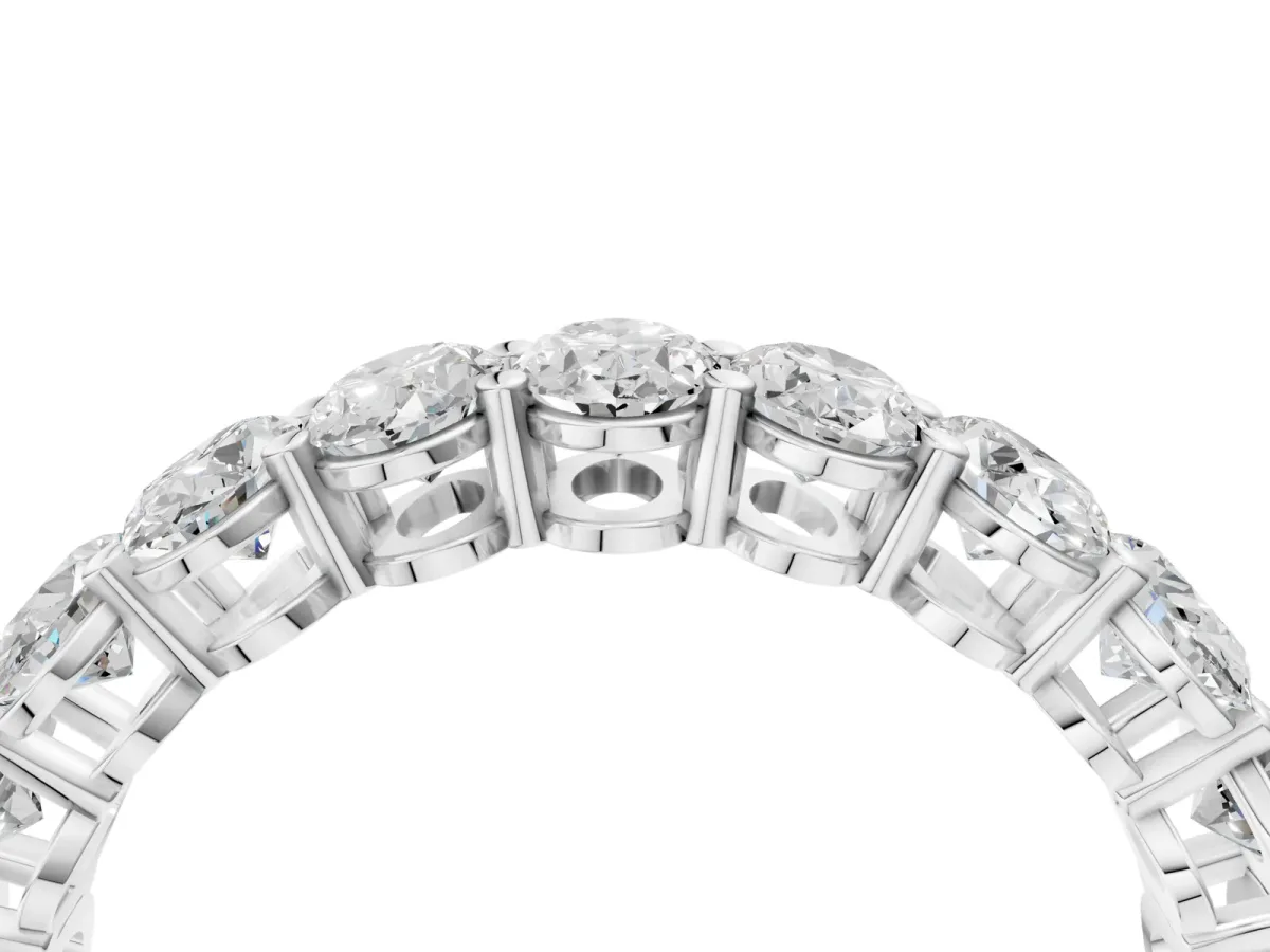 Oval Cut Diamond Eternity Band with Shared Prong Setting White gold