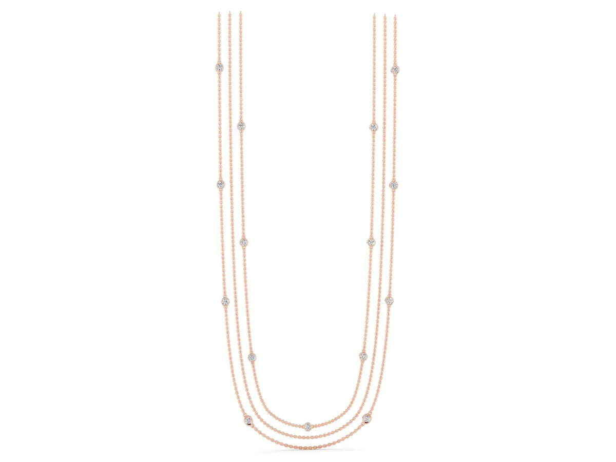 Round Diamond Station Necklace Rose gold