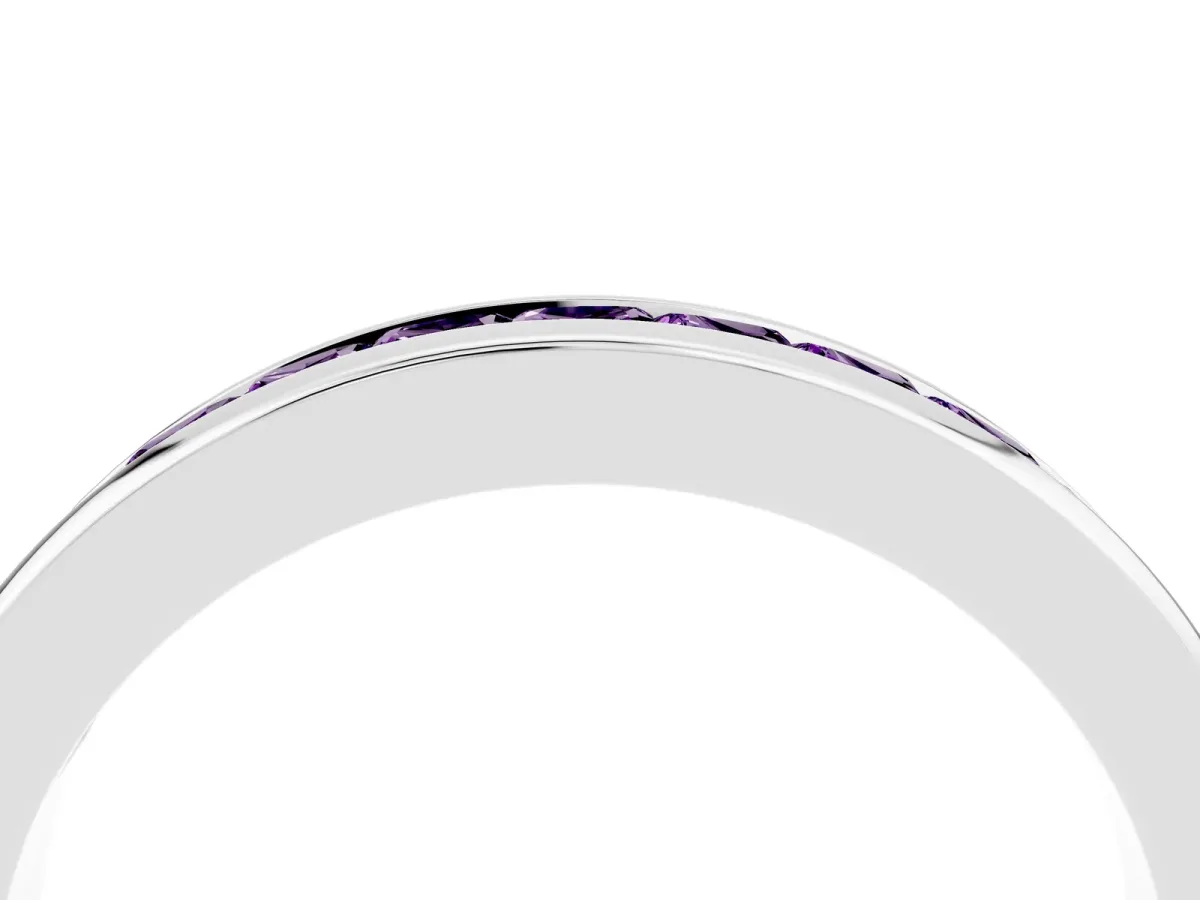 Channel Set Princess Cut Amethyst Eternity Band White gold