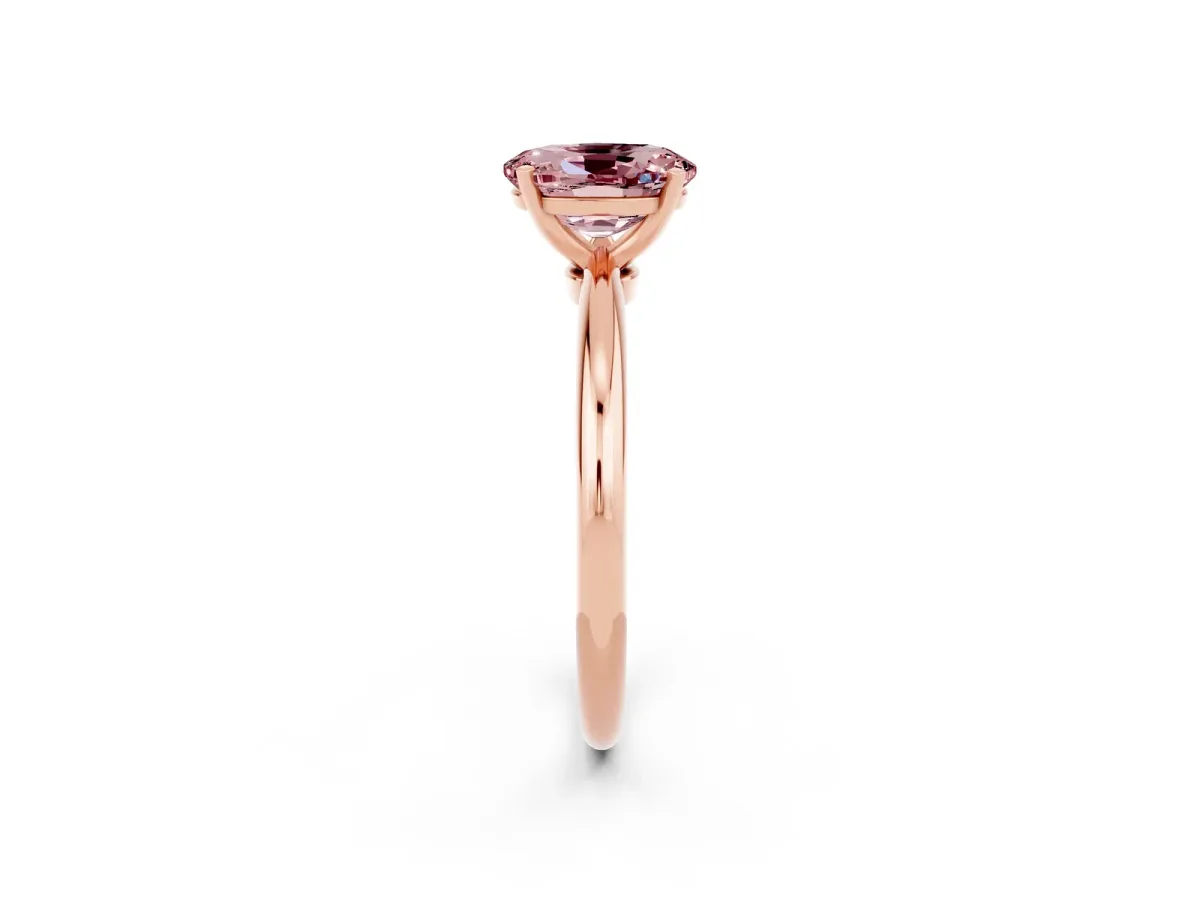 Oval Cut Morganite Solitaire Ring with Six-Prong Setting and Classic Band Rose gold