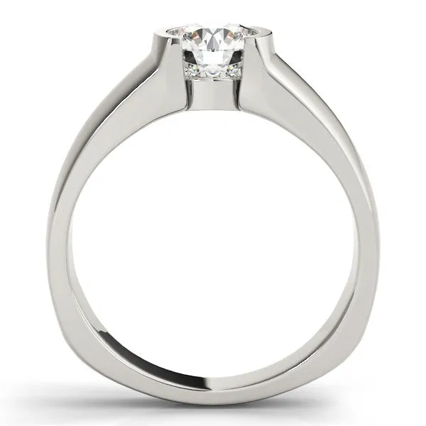 Asscher Cut Solitaire Bezel Set Diamond Ring with Wide Band Platinum