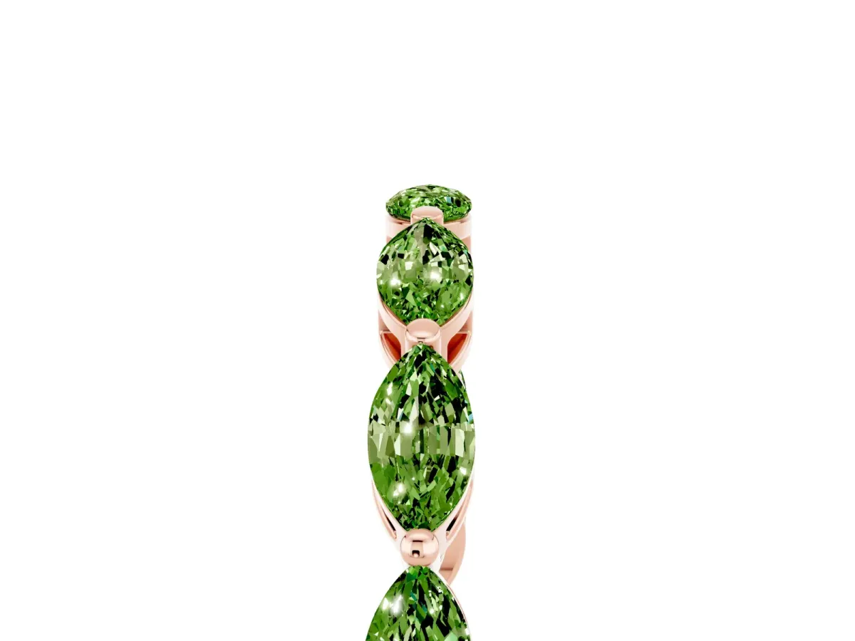 Marquise Peridot Eternity Band with U-Prong Setting Rose gold