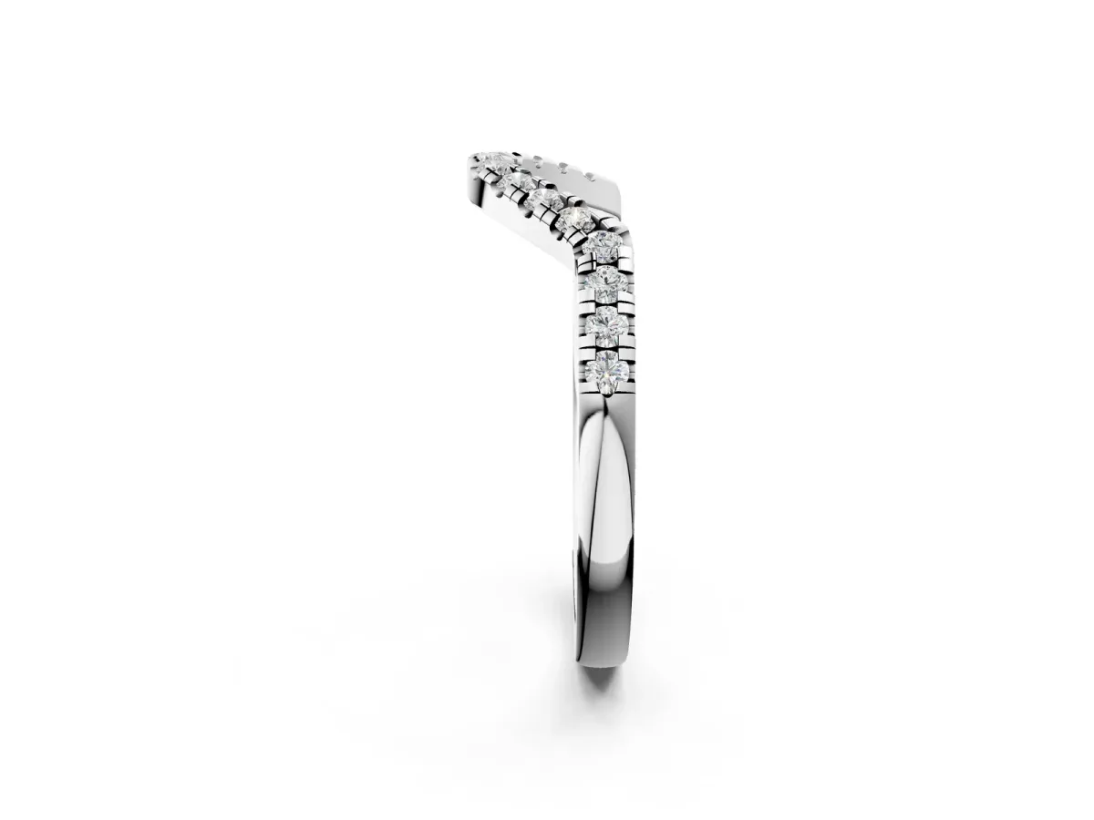 Diamond Curved Pavé Round Stone Contour Band Platinum