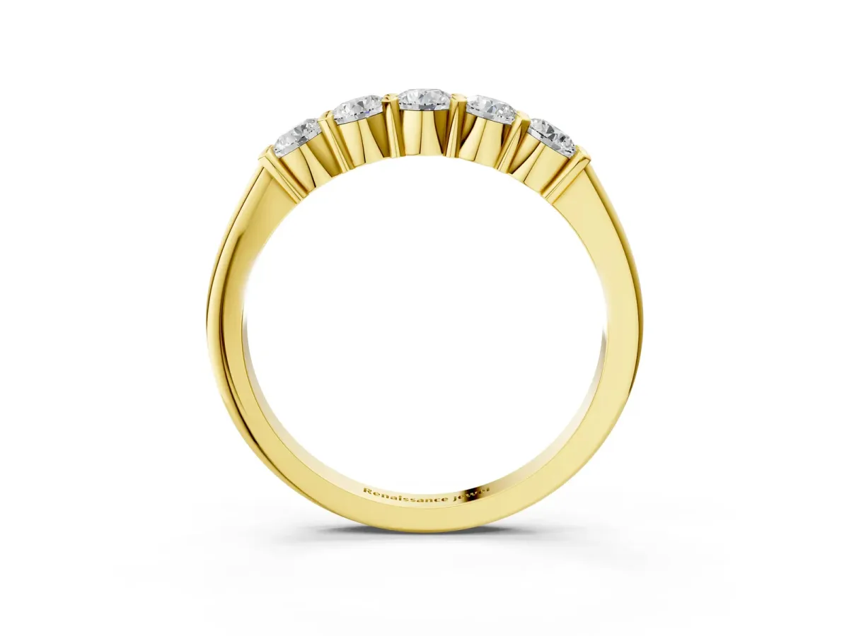 Round Cut Diamond Prong Set Half-Eternity Band Yellow gold