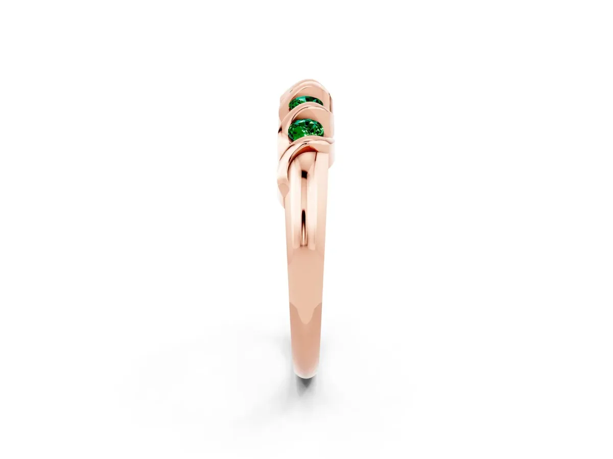 Round Emerald Eternity Band with Twist Prong Setting Rose gold