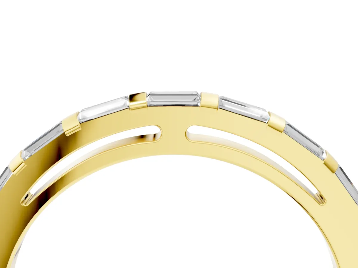 Channel Set Baguette Diamond Eternity Band Yellow gold